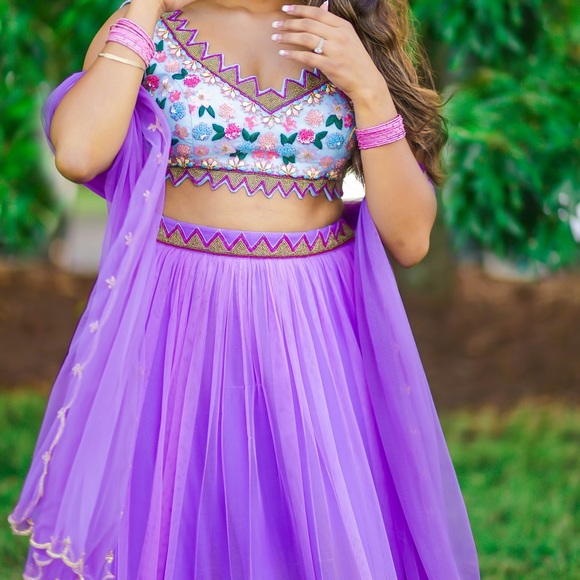 Soft net lilac/purple lengha - Picture 6 of 8